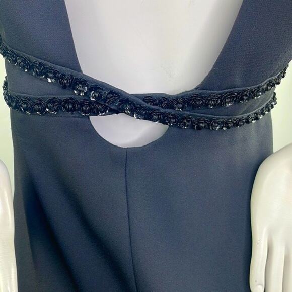 Liz Claiborne Night Classic Romantic Low Back MIDI High Waist Black Dress 10 - Picture 13 of 16